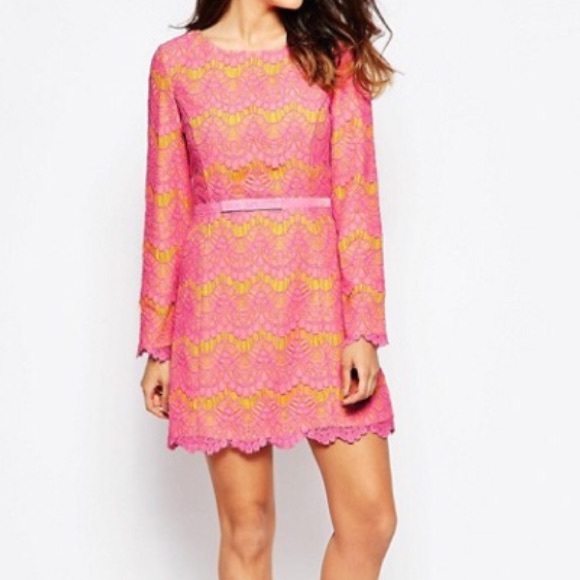 french connection pink lace dress